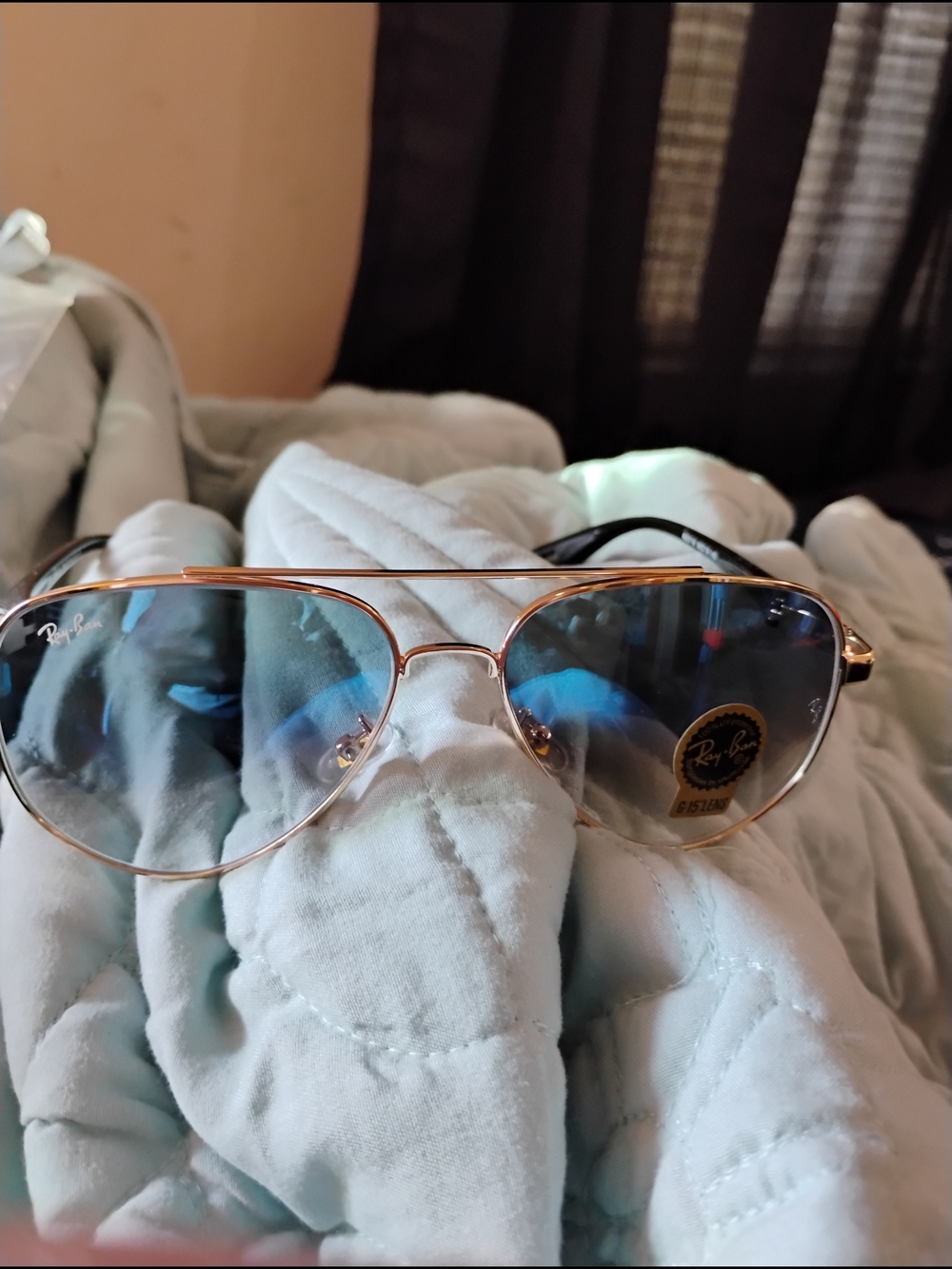 Unisex! Gold Frame Blue Lens Aviator Sunglasses Periodt 2026